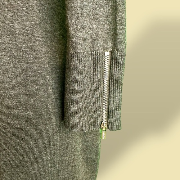 NWT Calvin Klein Gray Sweater Knit Midi Dress With Silver Zipper Details Size M - Picture 10 of 12